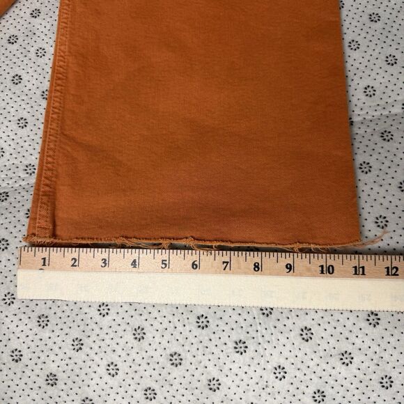 Zara The Marine Straight Wide Leg Jeans Raw Hem High Rise Womens Size 4 Coral - Picture 14 of 16